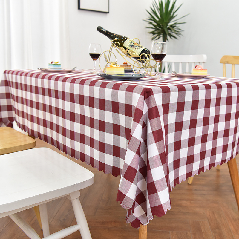 Kitchen Waterproof Wrinkle Resistant and Washable Gingham Rectangle Checkered Tablecloth Factory Decoration Dining Table Cloth