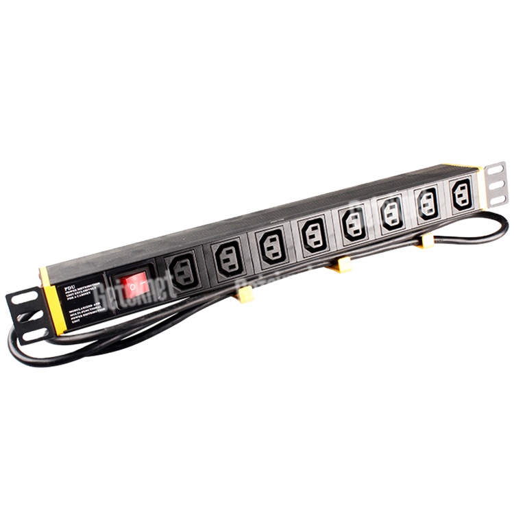 Блок распределения питания IEC C13-C19 1U, 19 дюймов, PDU, 8 каналов, 16 А, кабель 3 м для серверного стойки, сетевой фильтр для центра обработки данных
