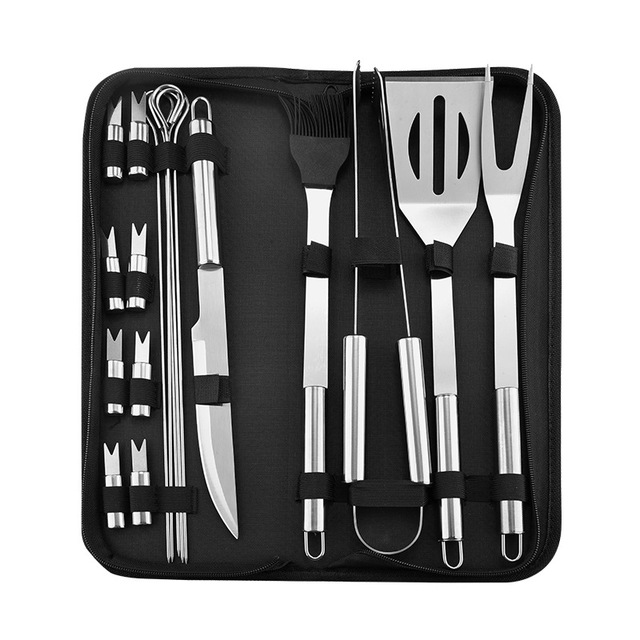 18PCS Stainless Steel Barbecue Grilling Utensil Accessories Camping Outdoor Cooking Tools Kit Bbq Utensils Bbq Tools Set
