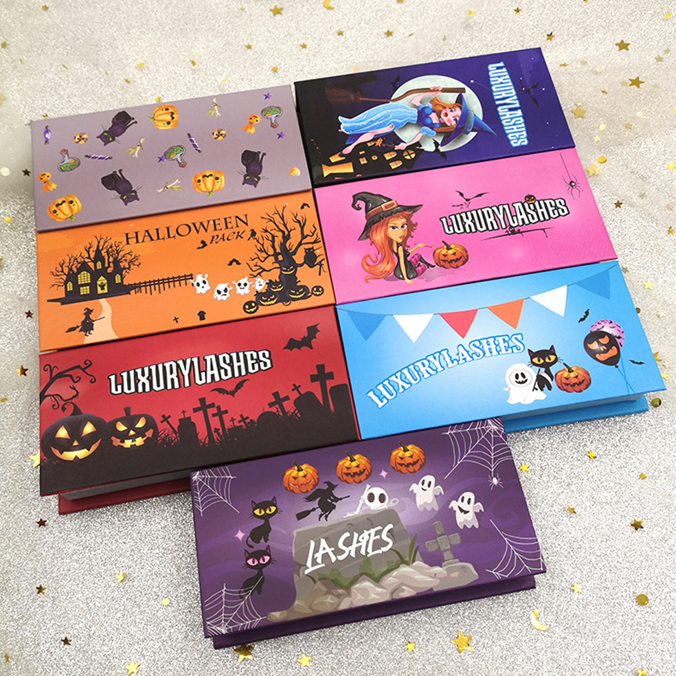 Private label halloween glitter lashes vendor creative makeup eyelash wholesale Halloween eyelash packaging boxes