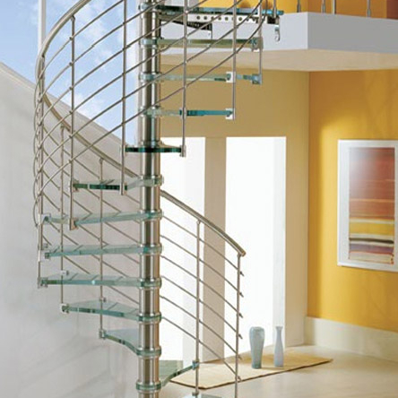 New Design Indoor Glass Step Spiral Staircase Metal Railing Interior Spiral Staircase