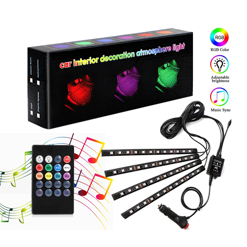 RGB дистанционный интерьер 5050 декоративная светодиодная лента атмосферное освещение для салона автомобиля