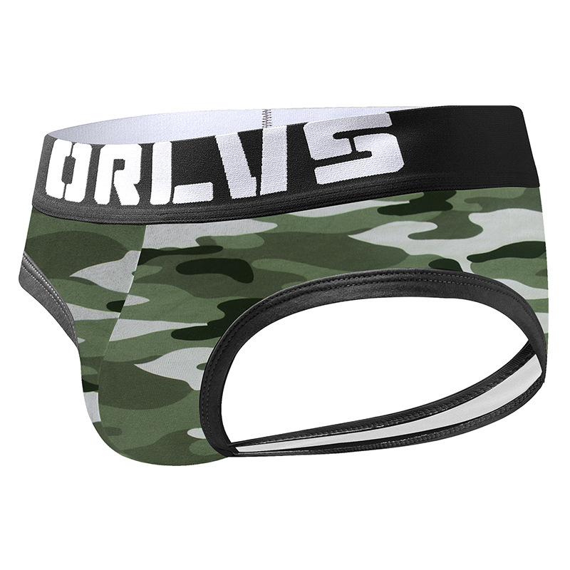 Custom Wholesale Branded ORLVS European Man Sexy Thongs Camouflage Men Underwear Jockstrap