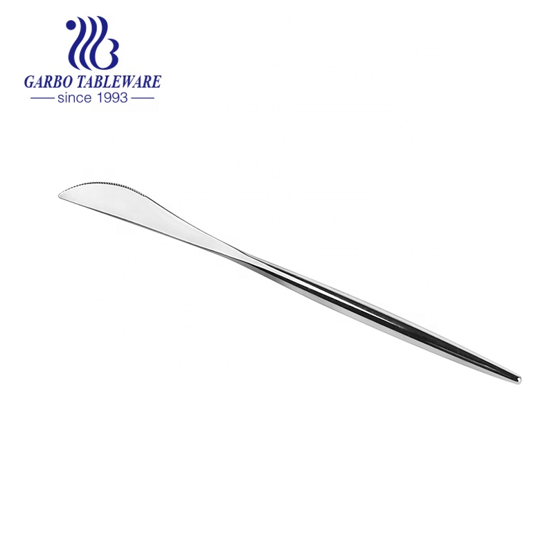 Drape design silver knife 18/8 stainless steel dinner knife flat steak knife with mirror polished