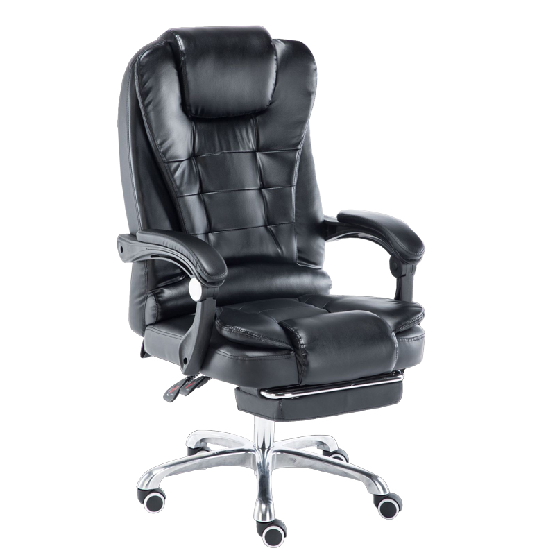 Cheap Massage Soft Ergonomic Office Furniture Executive Recliner Boss Chairs Luxury Black PU Leather Office Chair With Footrest