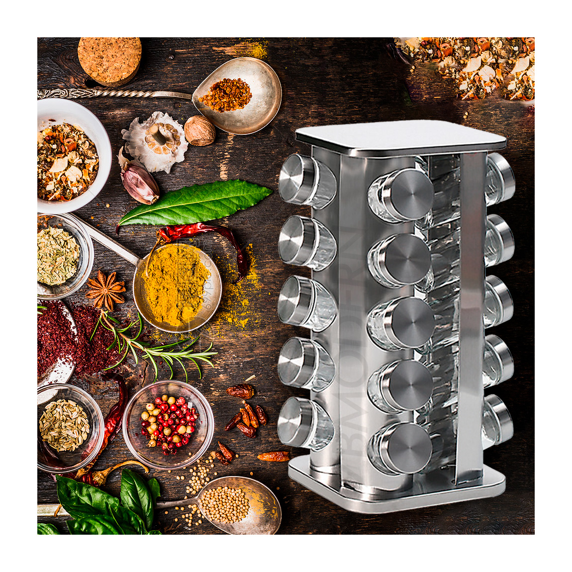 [JT-R20]20 Jar Filled Swivel Spice Rack Revolving Rotating Spice Rack Set