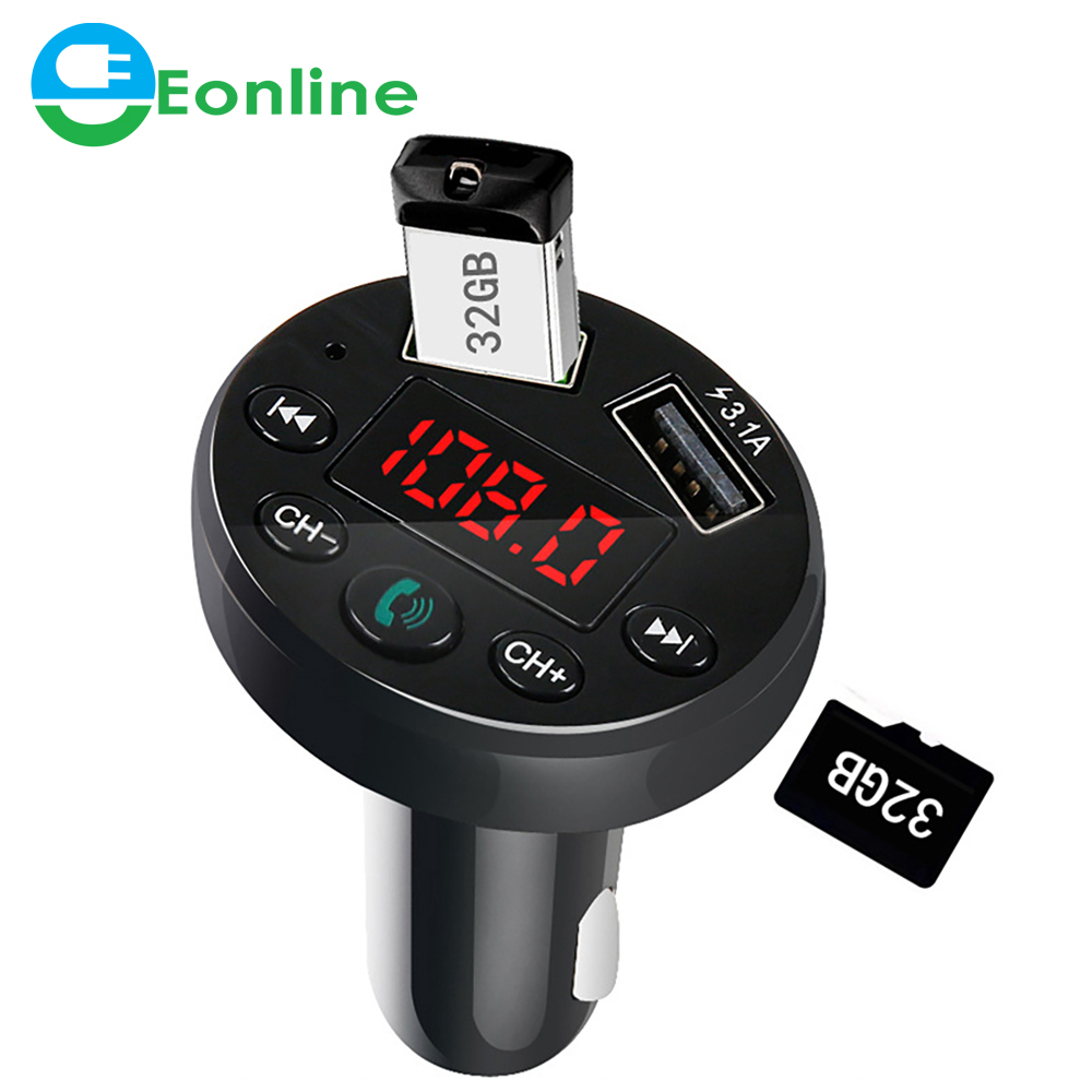 FM-трансмиттер Eonline с Bluetooth, прочный практичный Многофункциональный классический автомобильный комплект громкой связи, TF U-диск, mp3-плеер, зарядное устройство USB