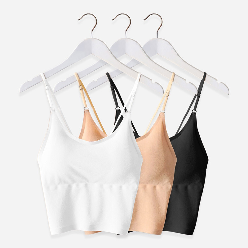 new products U-neck thin shoulder strap cross beauty back crop top bra comfortable seamless tube top camisole