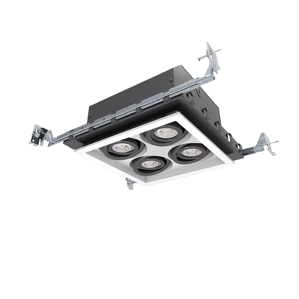 Square 4-Lamp Downlights New Construction Multiple Recess-Lamp New Construction Ra>80 Gauge Steel GU10 Multiple Recessed Light