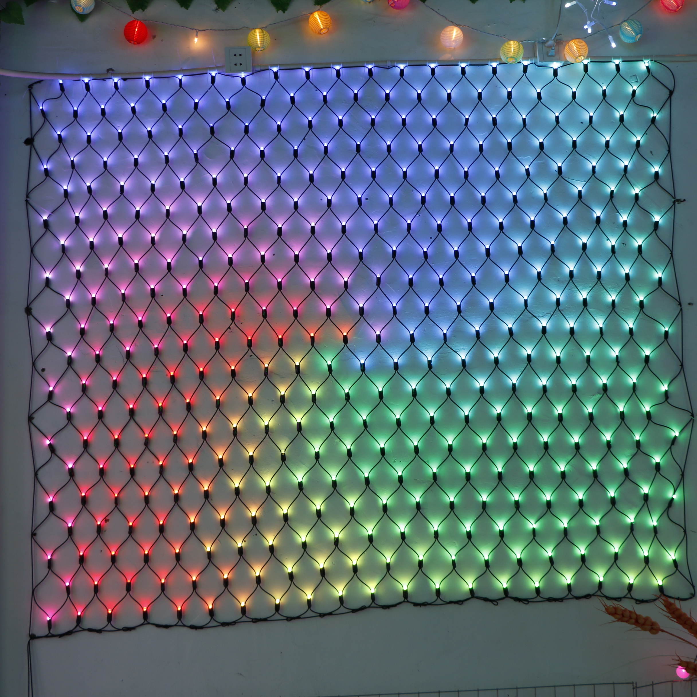 Уличное украшение, Рождественская сказочная светодиодная подсветка rgb для рыболовной сети