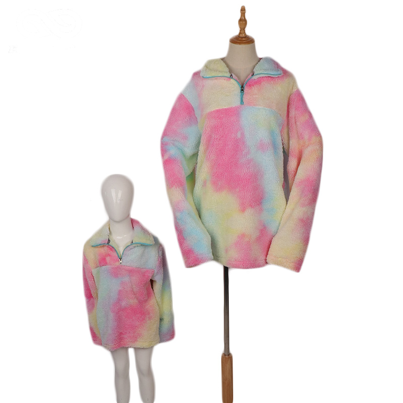 Оптовая продажа новых продуктов Monogrammed женщин и малыша Tie Dye шерпа пуловер
