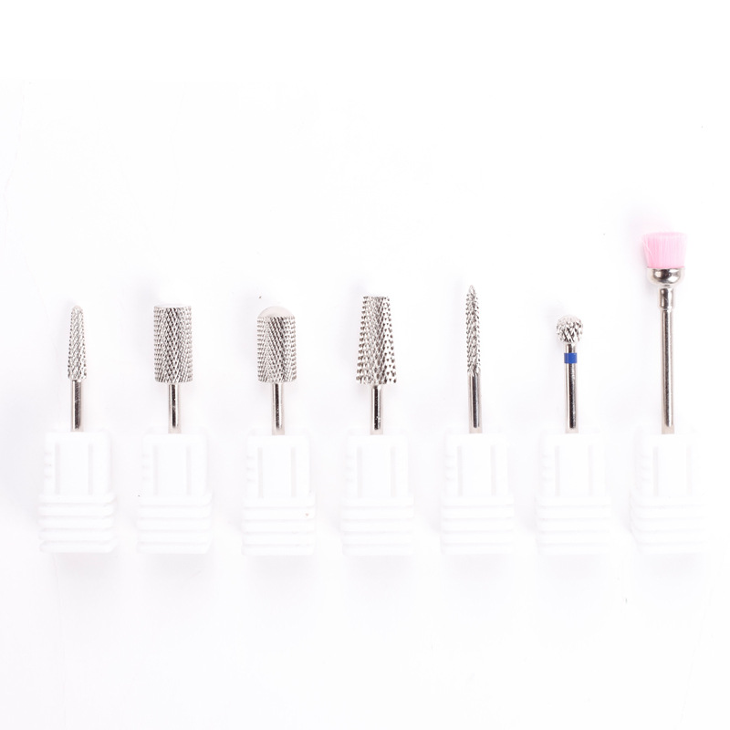 Wholesale 7 Pcs Manicure Bit Kit Tungsten Carbide Nail Drill Bit Set with bag For Electric Drill Machine