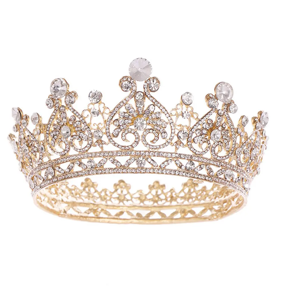 Beauty Rhinestone Crystal Birthday Party Tiaras Retro Baroque Full Round Pageant Wedding Bridal Crowns