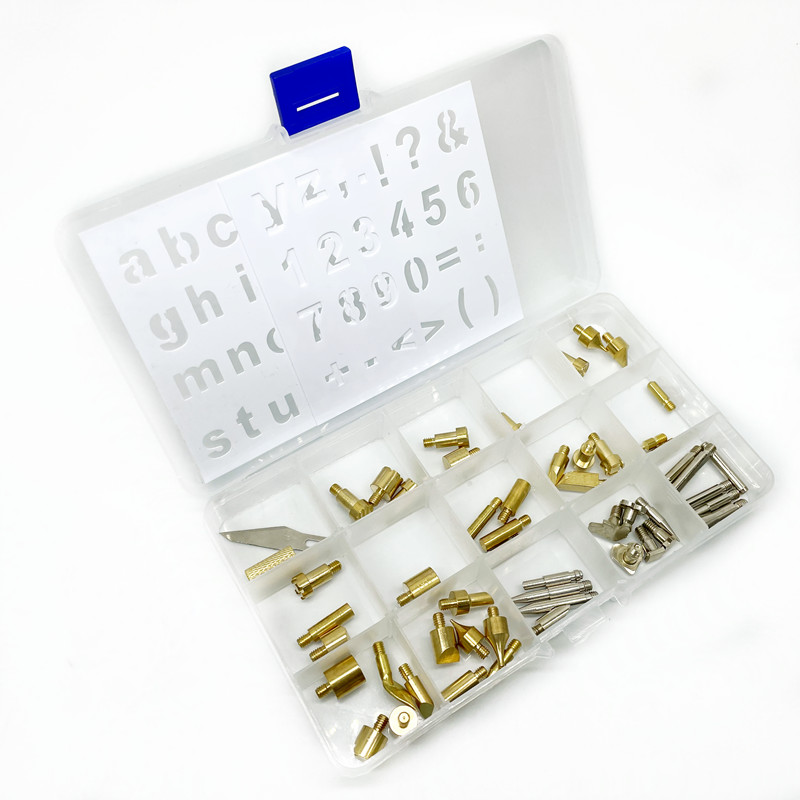 Low price 55 pieces electric iron embossing tool wood burning hot stamping DIY accessory welding head