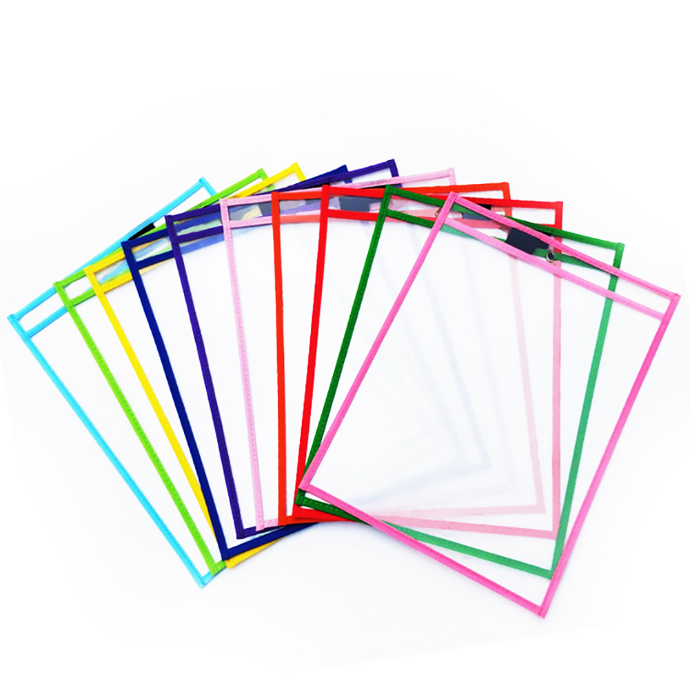 Chinese Factory Assorted Colors Dry Erase Pocket A4 Learning Sheets 9 X 12 Pockets