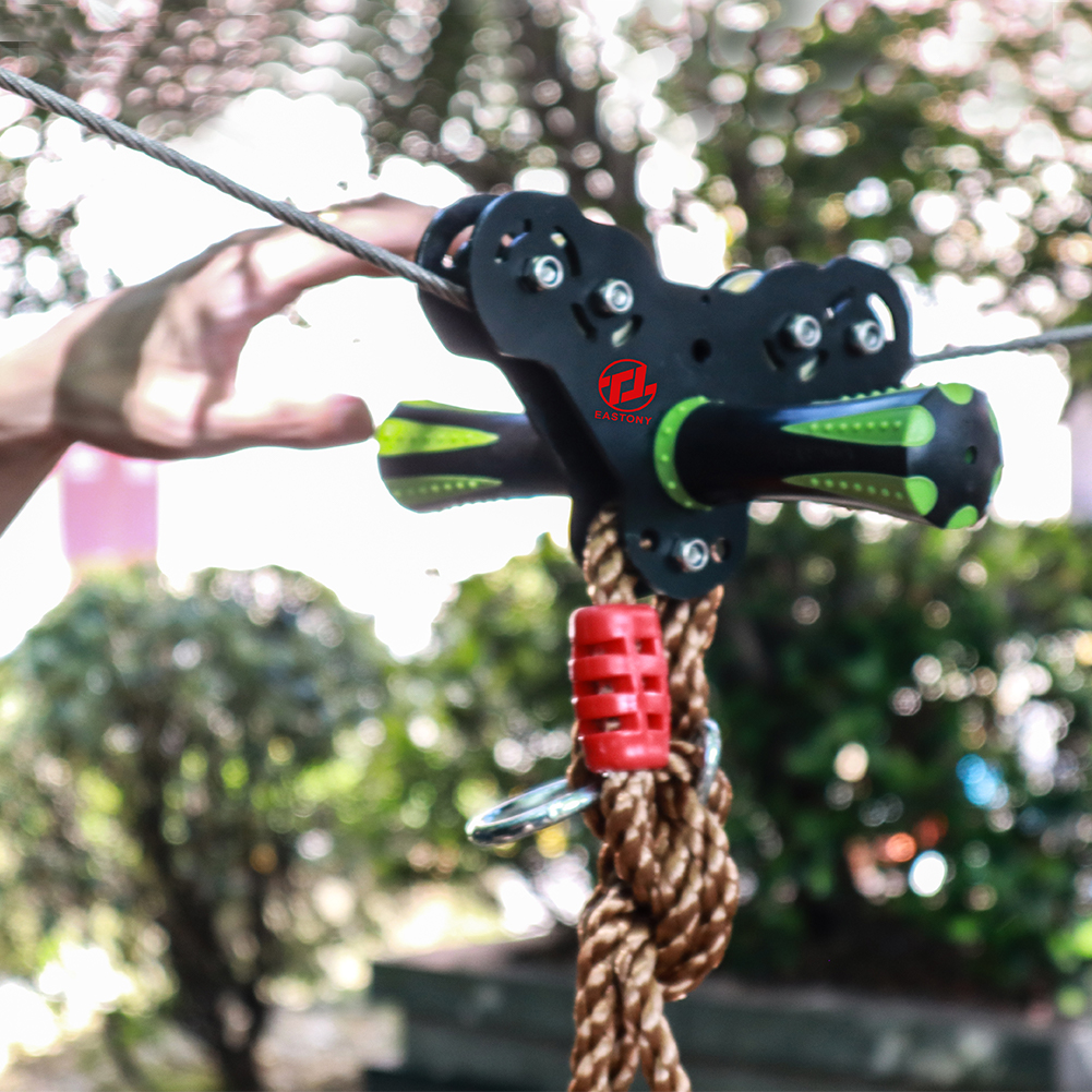 GIBBON Zip line 100 футов комплект Zip line с сиденьем и bungee тормозом, скоростной роликовый шкив с рукояткой