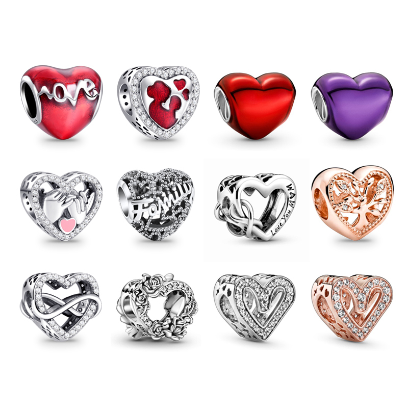 2021 fashion style DIY lucky heart charms pendant bracelet for women