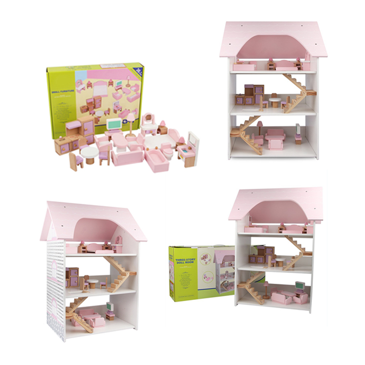 Yohi 2021 Princess Dance Dream Wooden Dollhouse OverTall with Sounds Spinning Dance Floor and 20 Play Pieces Dollhouse