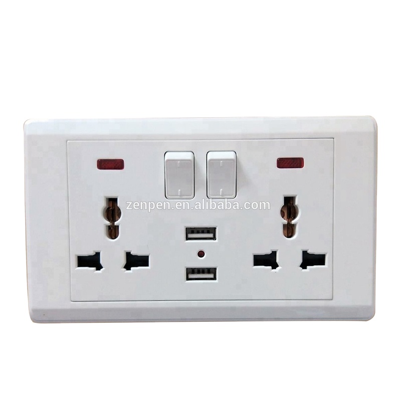Двойной мульти разъем белый цвет USB настенный выключатель и розетка