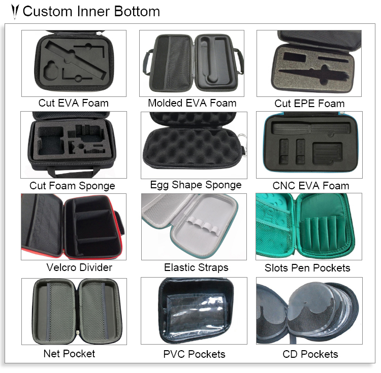 Wholesale knitted fabric potable custom travel hard shell portable carrying eva zipper case with net pocket