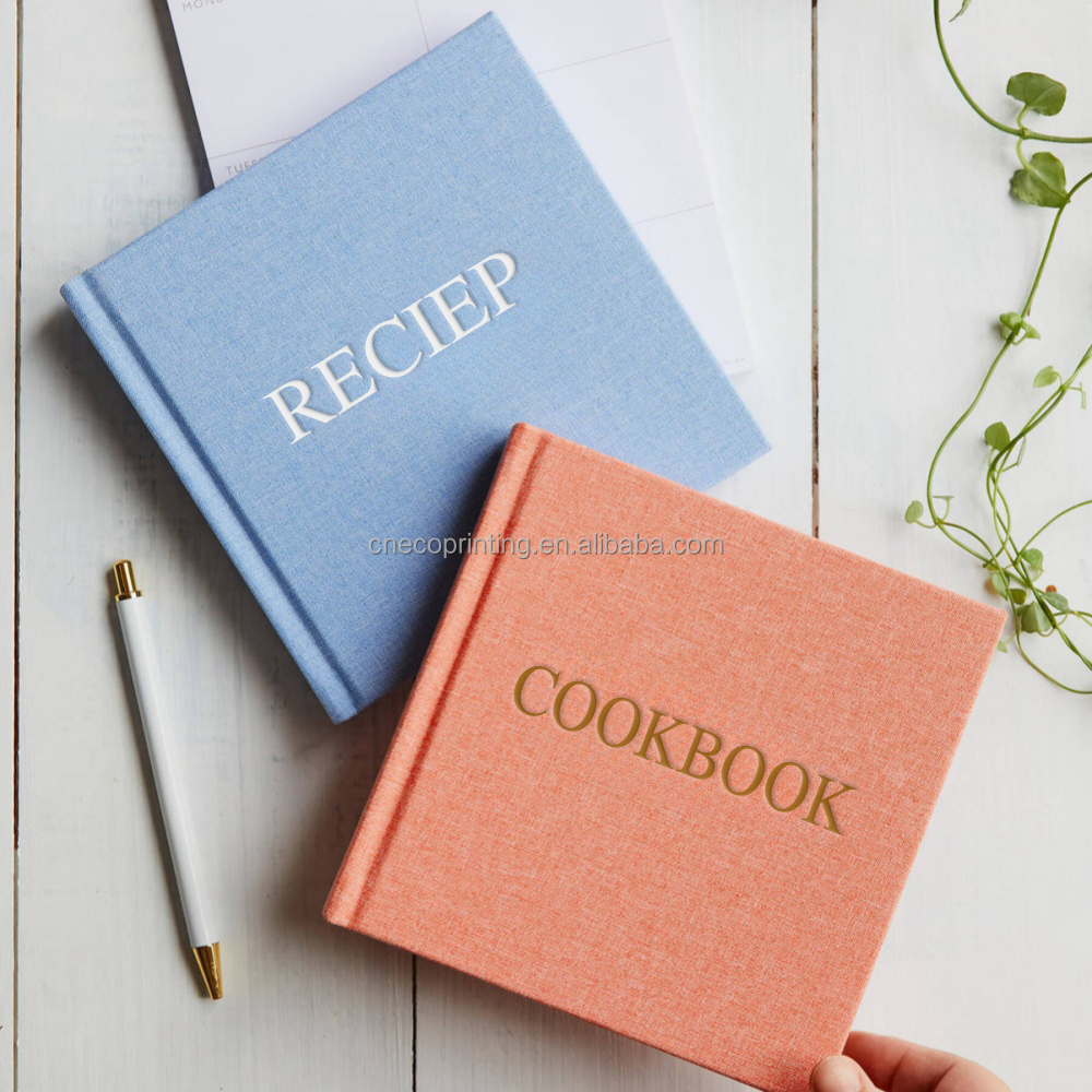 Custom Printing Linen Hardcover Record Blank Recipe Book To Write In Your Own Recipes