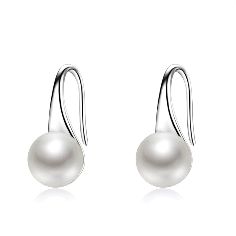 Wholesale 925 sterling silver atmosphere pearl earrings, simple all-match, natural pearl allergy