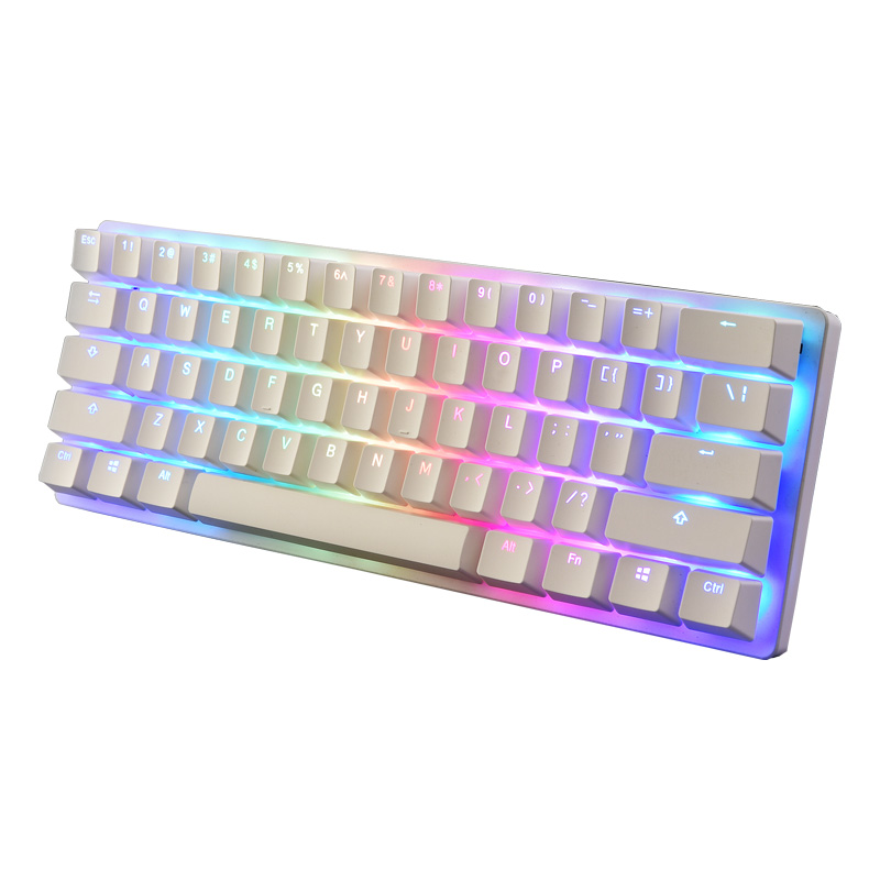 Заводская цена горячая распродажа 60% rgb подсветка 61 клавиша красный переключатель pbt keycaps эргономичная игровая механическая клавиатура