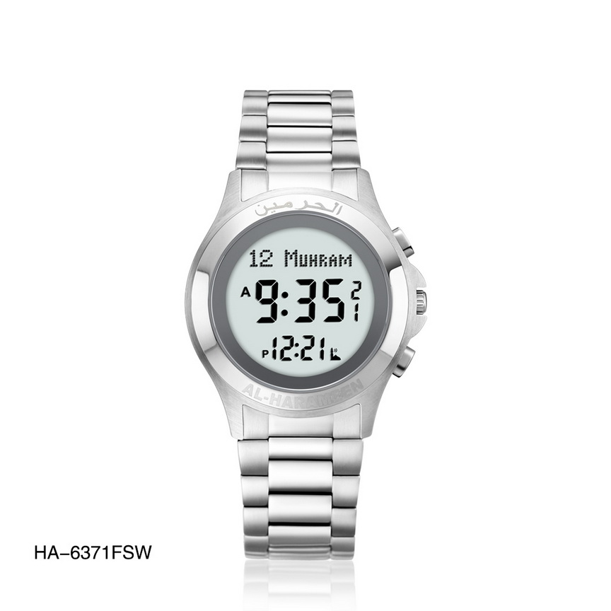 AL-HARAMEEN ISLAMIC AZAN LOVERS Watch HA-6371 6372 Stainless Steel watch Dual Time religious watch