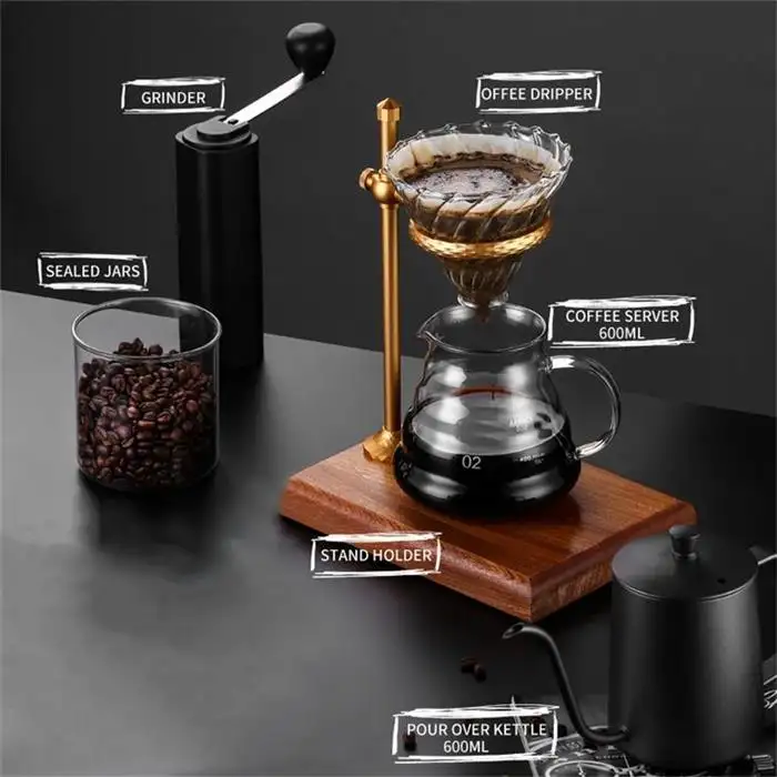 Commercial Household Drip Gooseneck Kettle with Coffee Grinder Profession Coffee Maker Set