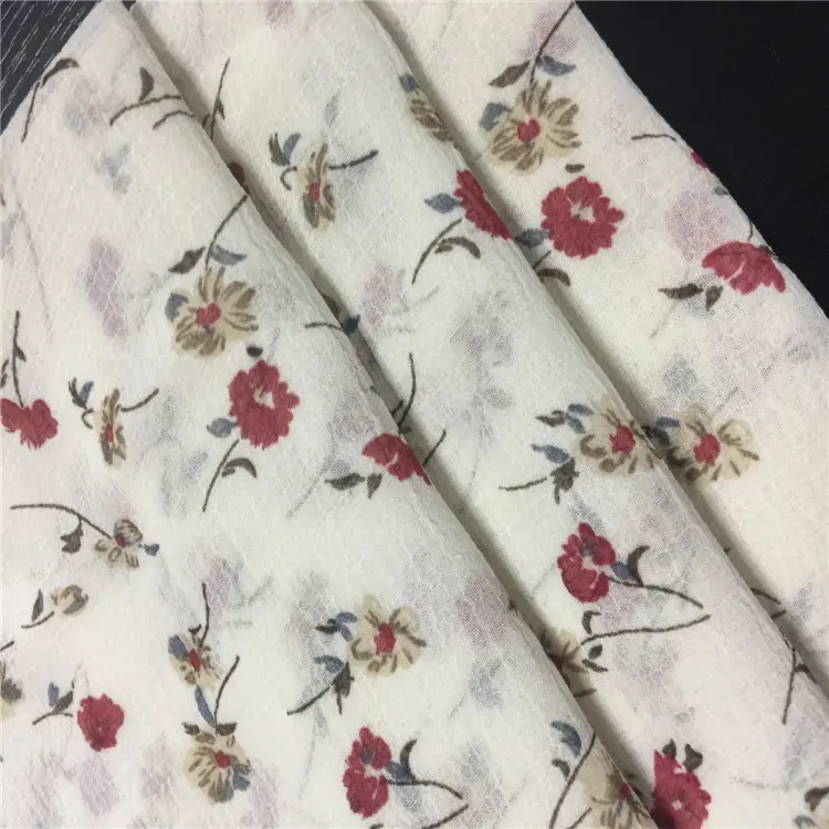Floral printed high quality 75d 100% polyester chiffon printed crepe fabric for clothing
