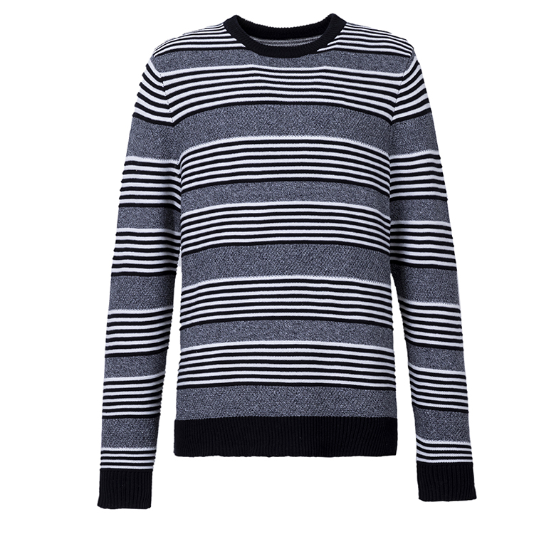 Casual Fashion Wholesale Winter New Style Men'S Black Knit Turtleneck Sweater Longline Jumper With White Collar