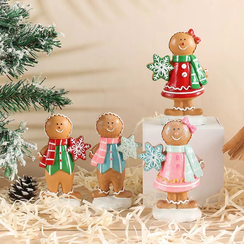 Wholesale Christmas resin gingerbread figurines for Christmas home decor