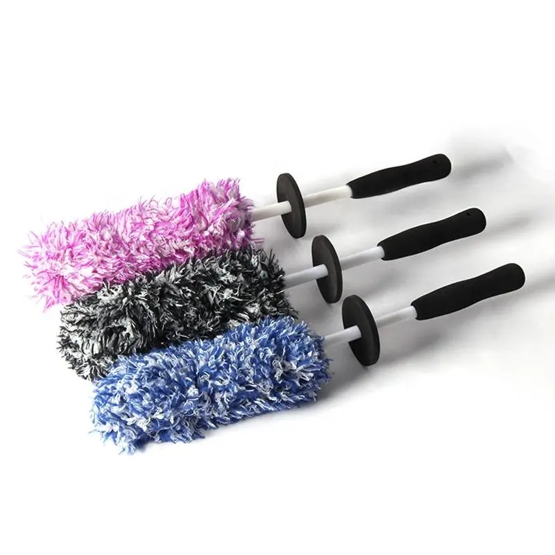 3 Color Car Wheel Cleaning Brush Microfiber Tire Brush Tools For Car Care Washing Rim Long Handle Detailing Sets