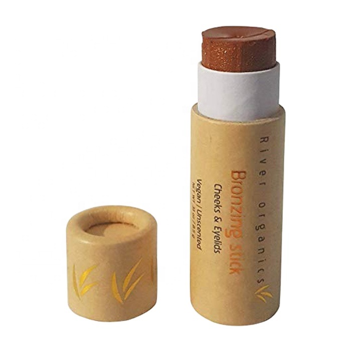 wholesale push up paper tube fruit round bamboo lid biodegradable cosmetic containers deodorant lipstick lip balm container