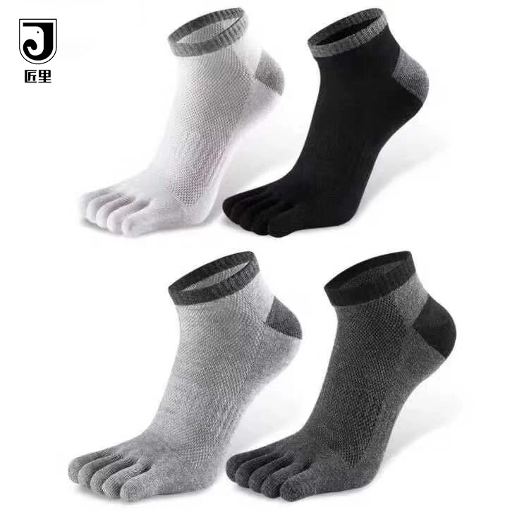 JL-Z074 Men Cotton Low Cut Athletic Toe Socks 5 Finger No Show Mesh Wicking five finger socks