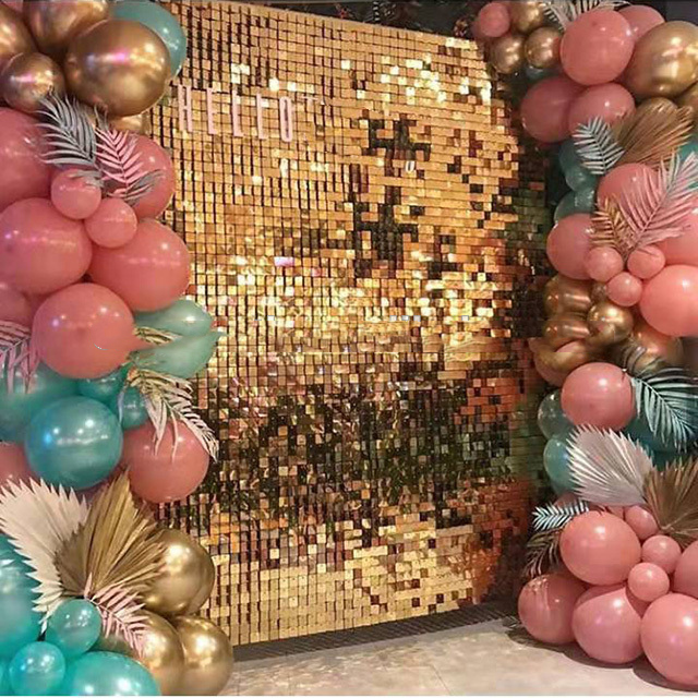 Stunning Iridescent Gold Mirror Sequin Shimmer Wall Backdrop wedding supplies