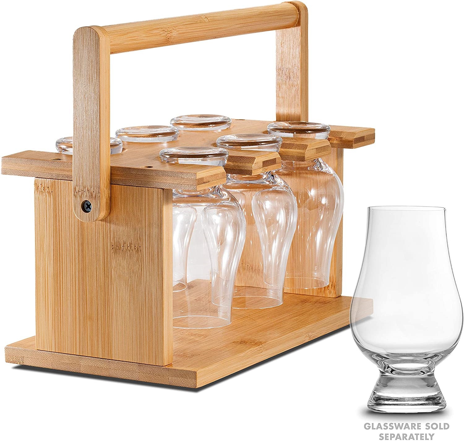 Portable Bamboo Wine Glass Drying Rack Wooden Wine Storage Glasses Hook Stand Organizer