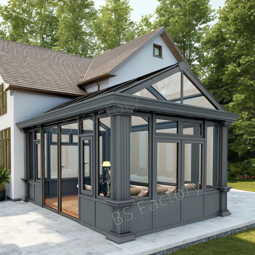 Tempered Glass Used Portable Free Standing Sunroom Backyard Glass House