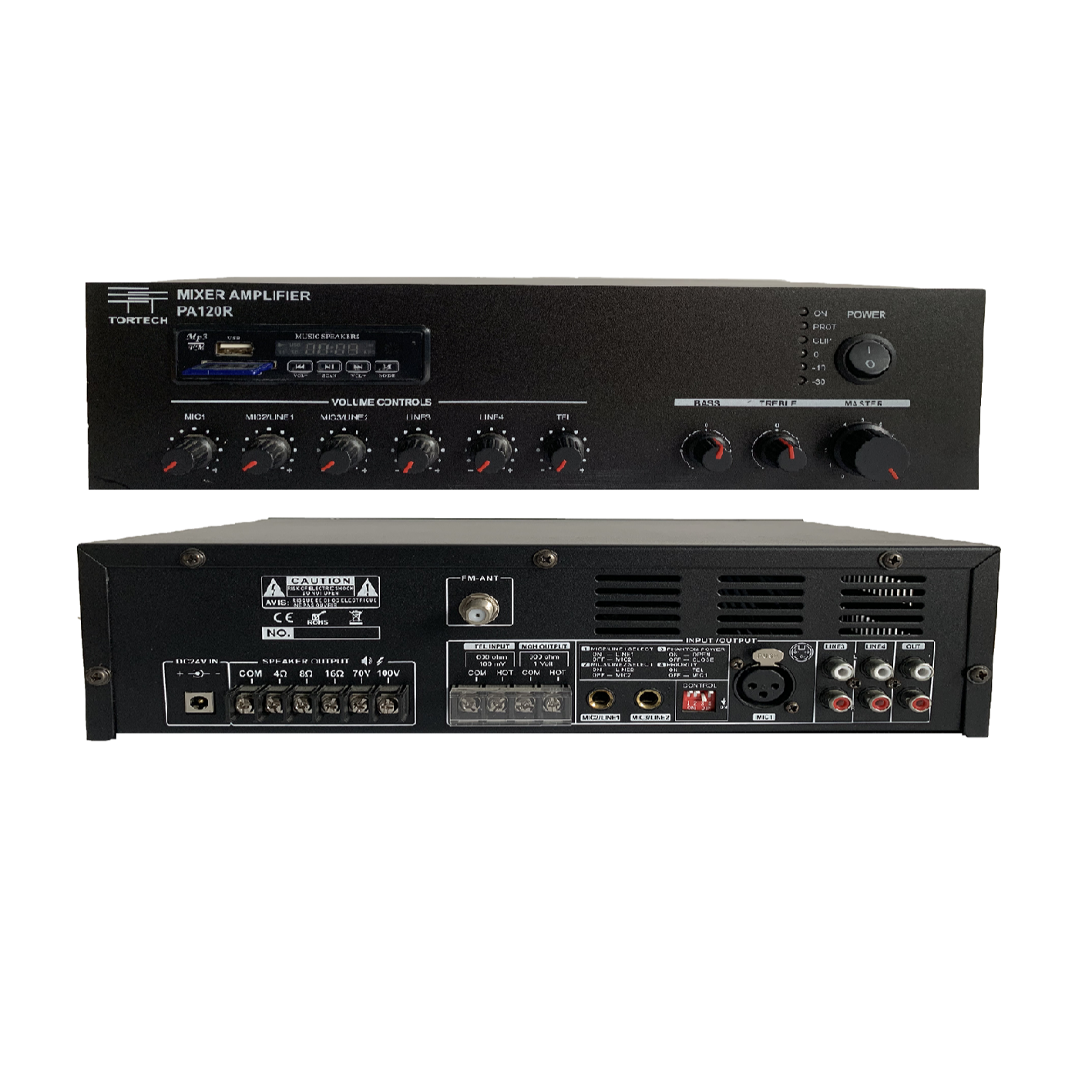 60W PA Mixer Amplifier with USB/SD   FM   Blue Tooth