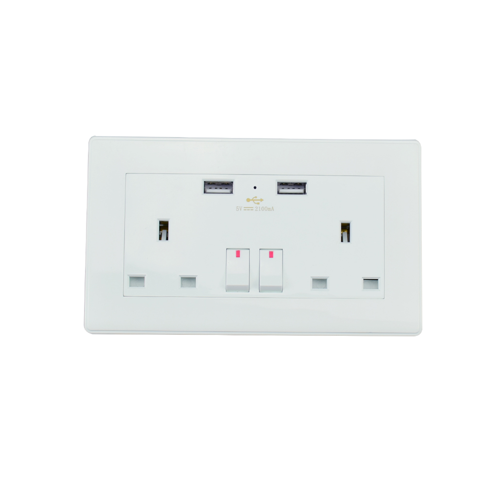 Новая настенная розетка USB UK 2 gang 2 way выключатель питания розетка с 2 USB