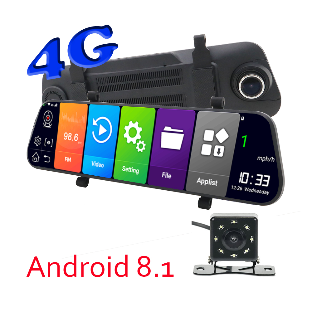 10 дюймов Android 8,0 4g Автомобильный видеорегистратор 1080P + двойной + GPS навигация заднего вида камеры