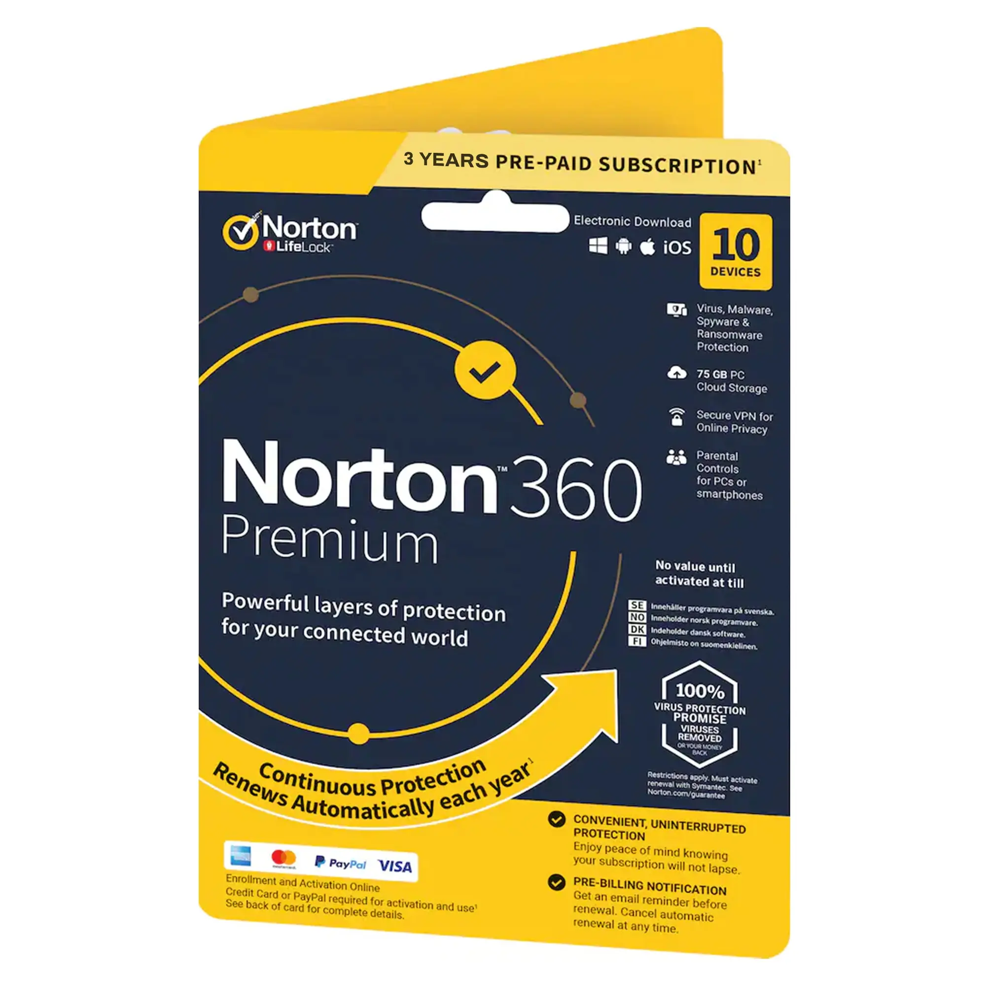 24/7 Online Norton 360 Premium (10 pc 3 year Account+Key) Genuine Original License Key Antivirus Security Software