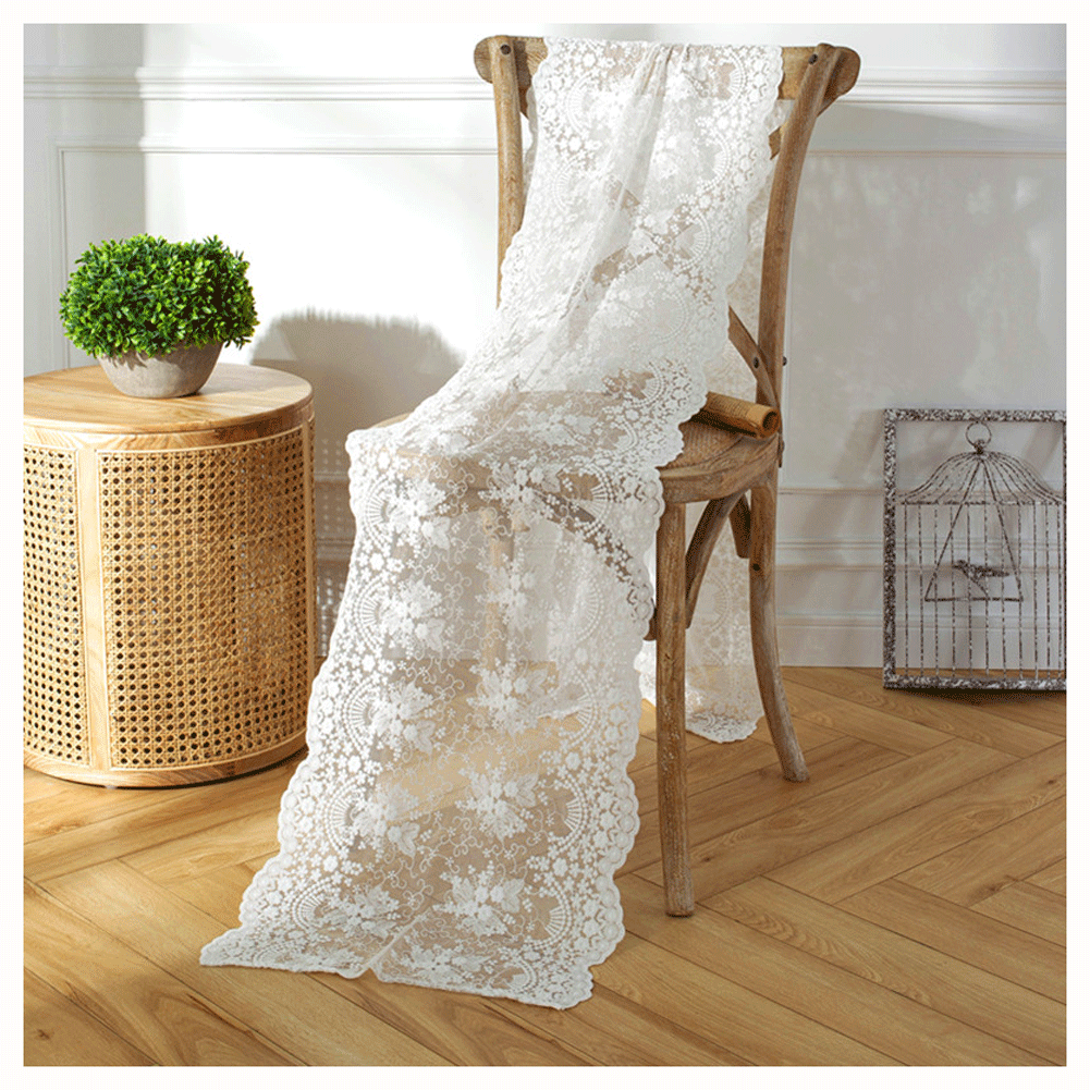 Elegant Embroidered Lace wedding Polyester fiber table runner Wedding Party Engagement Decorative Rectangular Tablecover