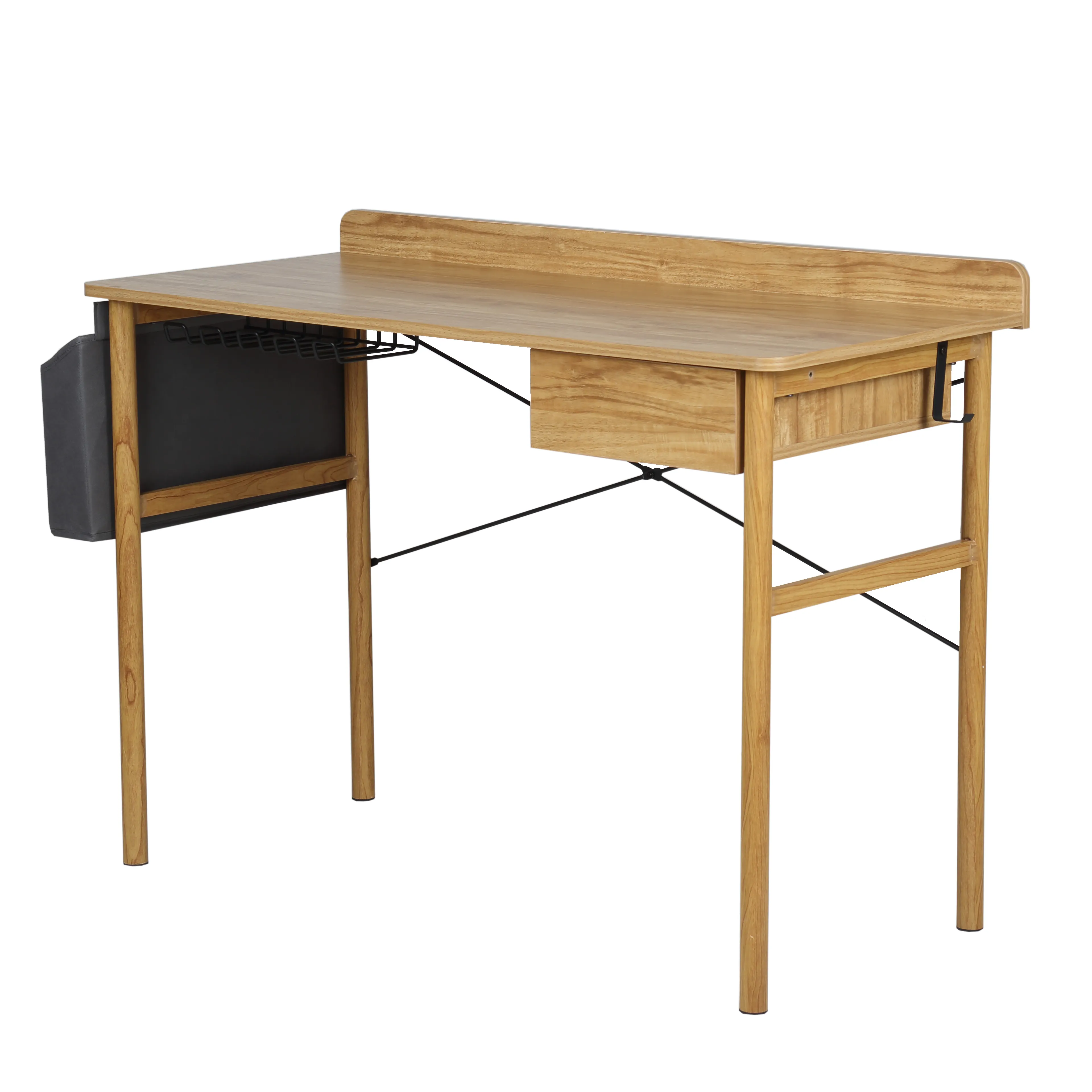Modern Office Laptop Computer Table Desk With Painted Wooden Desktop Wooden Legs