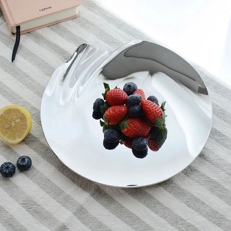 Food Grade Stainless Steel Dinner Plate for Main Dishes Grilled Meat Dessert Salad and Fruit 10 Inches (24.5 cm) Large Capacity
