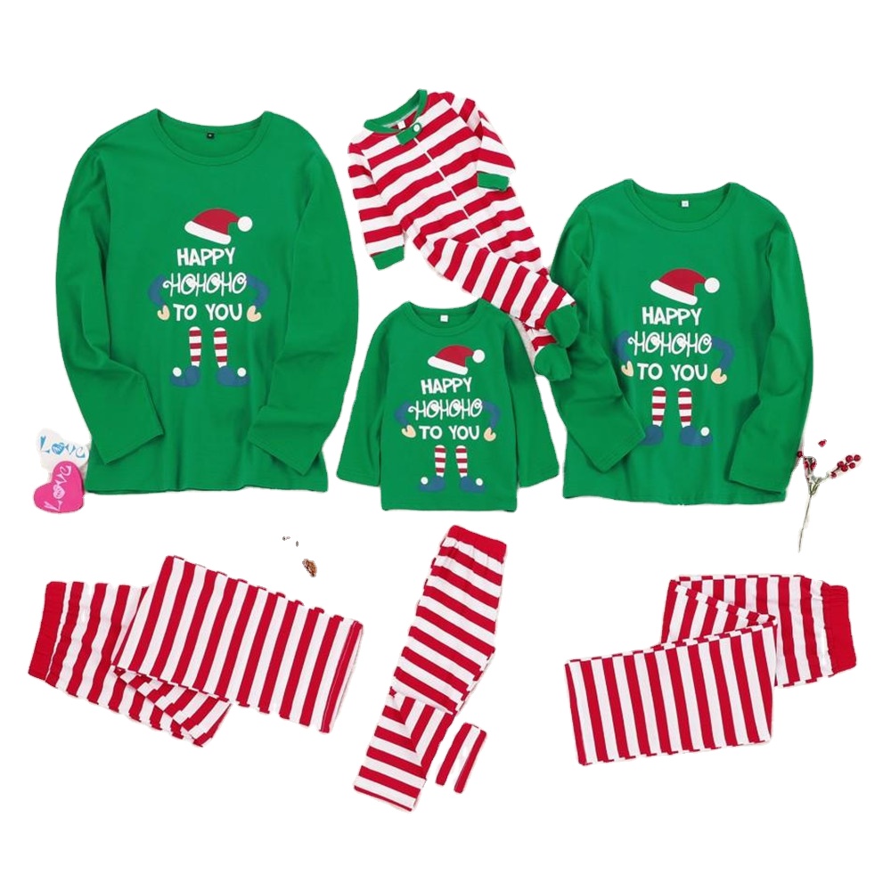 2021 New Style Red White Stripe Christmas Pajamas Sets OEM Service Matching Family