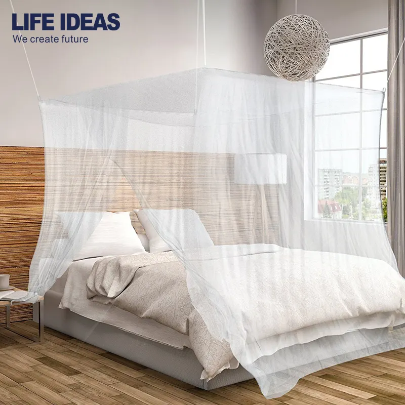 Rectangular Luxury Square Shape White Home Mosquito Net for Full Size Bed