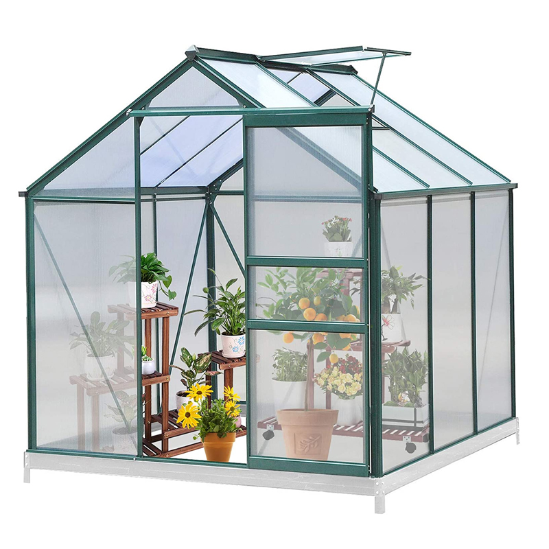 Metal aluminium houses small mini single span polycarbonate commercial garden greenhouses