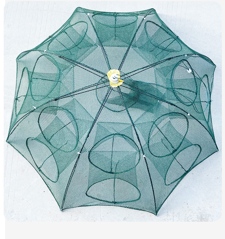 Folded nylon Trap net Portable 4-6-8-10-12-16-20-24 Hole Automatic umbrella type Fishing Shrimp crab Trap Fishing Net