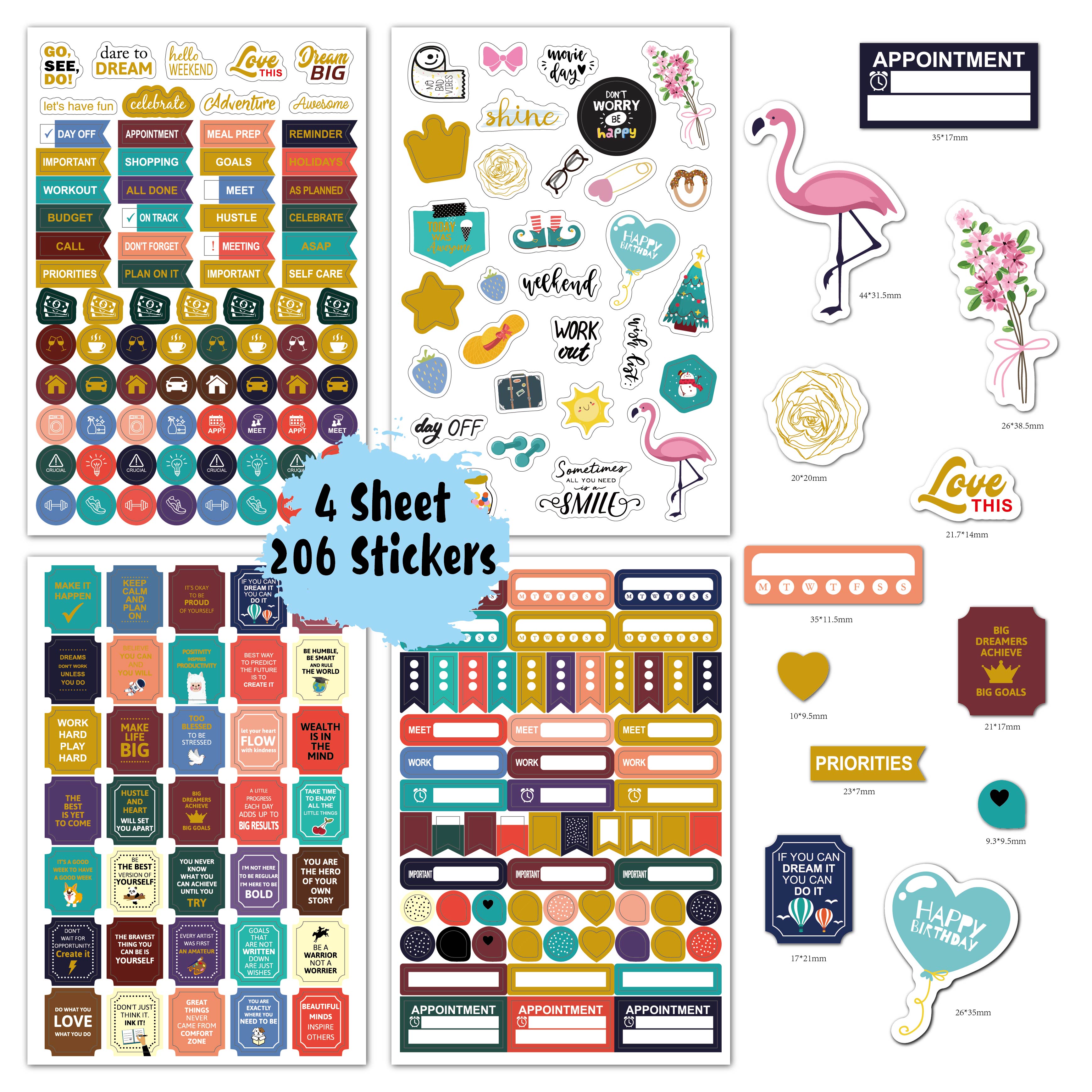 Monthly weekly calendars encourage create to do list planner sticker notepads with creative golden foil planner stickers